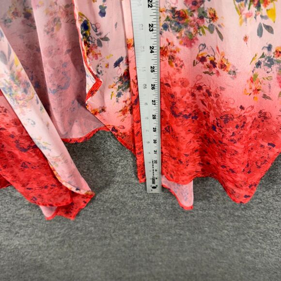 Unbranded Top Women 2X Plus Pink Floral Open Front Sleeveless Wide Strap Casual - Picture 4 of 6